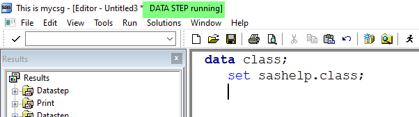 Data Step Running Screenshot